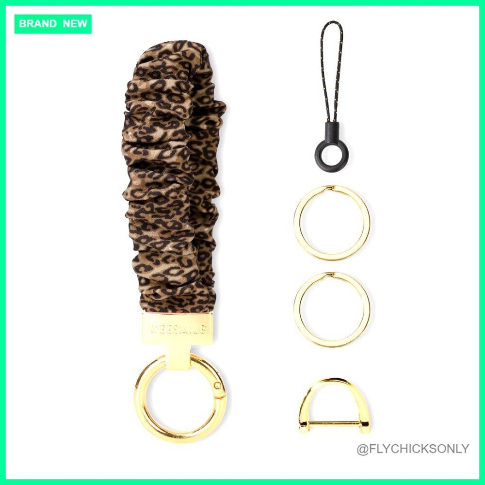 Stretchy Velvet Keychain Wristlet with D Ring for Car Keys